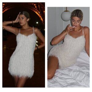 NWT ZARA FRINGED MINI DRESS WITH METALLIC THREAD Sz-S